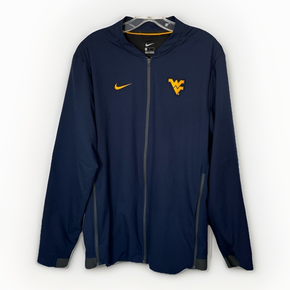 Nike West Virginia Mountaineers Full Zip Jacket Men's M Navy Performance WVU